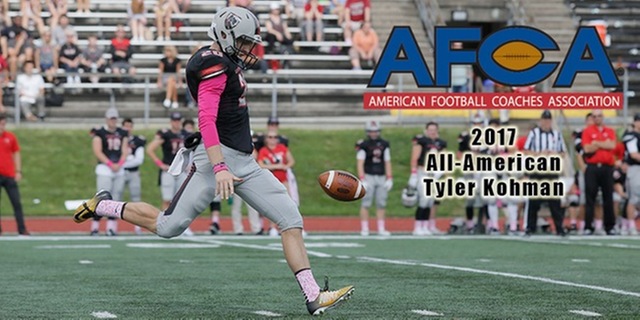 Tyler Kohman of Carnegie Mellon Named 2017 AFCA Division III Coaches’ First Team All-American