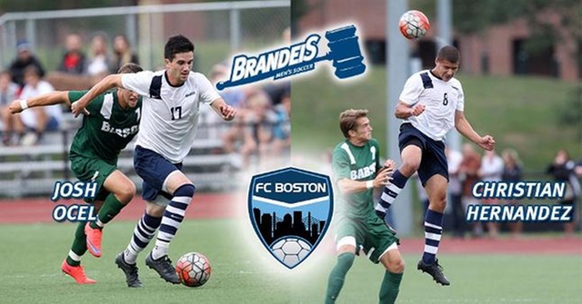 Christian Hernandez and Josh Ocel of Brandeis Star for FC Boston in Premier Development League